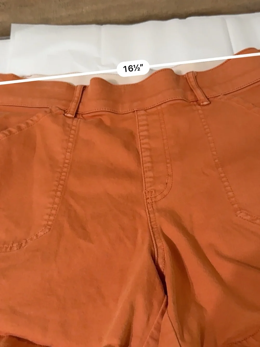 Tribal Orange Pull On Stretch Shorts Size 12 Patch Pocket Casual Summer